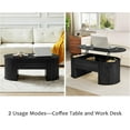 thumbnail image 5 of QHITTY Fluted Coffee Table with Lifting Top, Oval Wood Lift Top Coffee Table with Hidden Compartment, Mid Century Pull up Center Tables for Living Room, Office - Black, 5 of 18