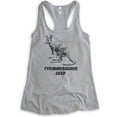 thumbnail image 1 of Tyrannosaurus Deer Tank Top, Ladies Racerback Tank Top, Kangaroo Tank, Roo Tank, Heather Gray, Large, 1 of 3