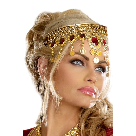 Women's Royalty Dripping Rubies Golden Headpiece Crown Costume Accessory