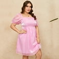 thumbnail image 3 of Yesfashion Women's Plus Size Tulle Dress Square Neck Puffy Babydoll Mesh Mini Dress, 3 of 5