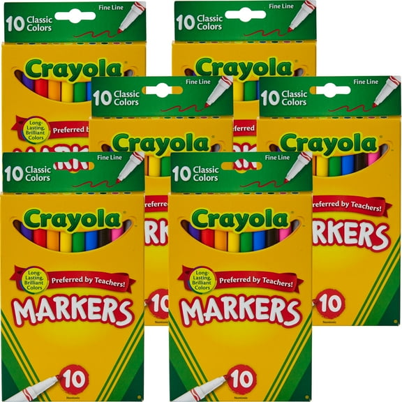 Crayola Fine Line Markers-Classic Colors 10 Count-Multipack of 6