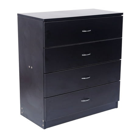 Black Wood Dresser - MDF Wood Simple 3/4-Drawer Dresser Black