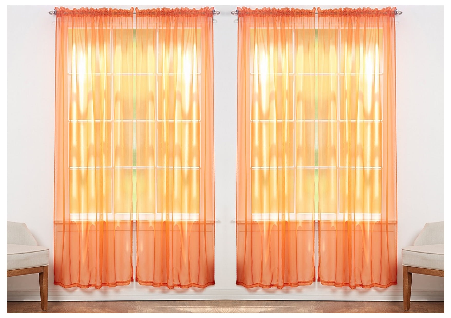 4 Pack Sheer Voile Curtain Panels Assorted Colors Orange Walmartcom Walmartcom