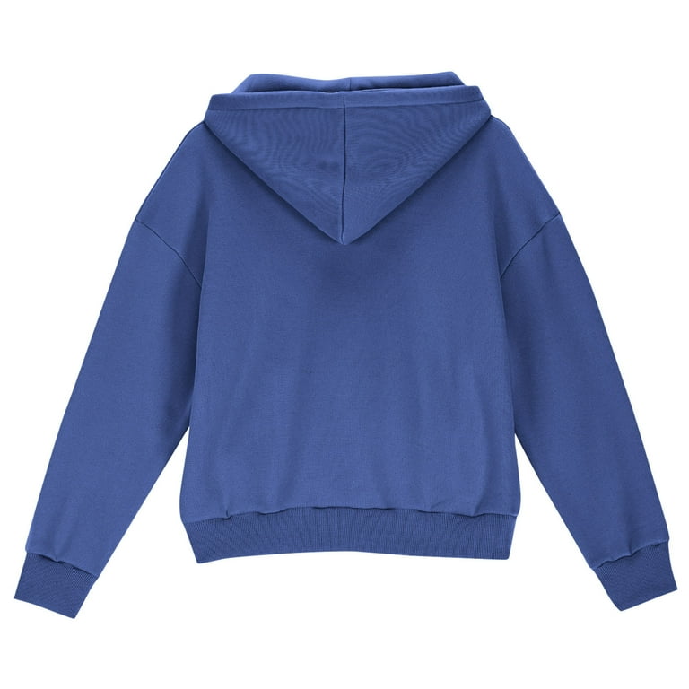 Girls Cropped Athletic Hoodies Half Zipper Collar Long Sleeve