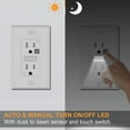 thumbnail image 4 of 4Pack Illuminated Tamper Resistant White Wall Outlet-Touch Control,Automatic On/Off LED Night Light,GuideLight for Decora Duplex Receptacle-15A,125V with Electrical Outlet Cover Plate, 4 of 7
