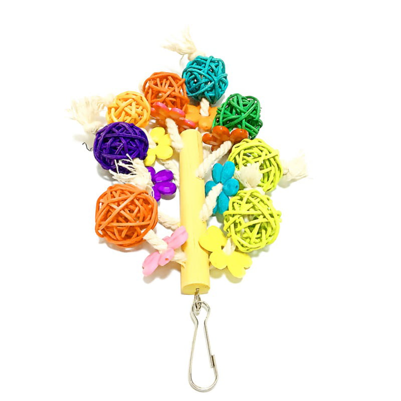 YouMen 40 Pcs Colourful Bird Toy Sepak Takraw 3cm Parrot Chewing Bite Gift Rattan Ball DIY Accessory Balls Bird Chew Toy for Parrots Budgies Parakeet Cockatiel African Grey Macaw