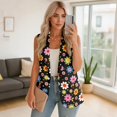 thumbnail image 4 of Uorisanigo Hippie Flower Women's Vest Tops Open Front Women's Suit Vest with Pockets V Neck Vests Blazer Elegant Outerwear Size S, 4 of 7