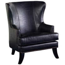 Porter Designs Grant Wingback Crackle Leather Accent Chair with Nailhead - Black