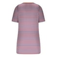 thumbnail image 3 of Lovskoo 2024 Striped Shirt Women Summer Tops Casual Crew Neck Short Sleeve Color Block Trendy PulHeartr Button Up T Shirts Blouse Pink M, 3 of 5