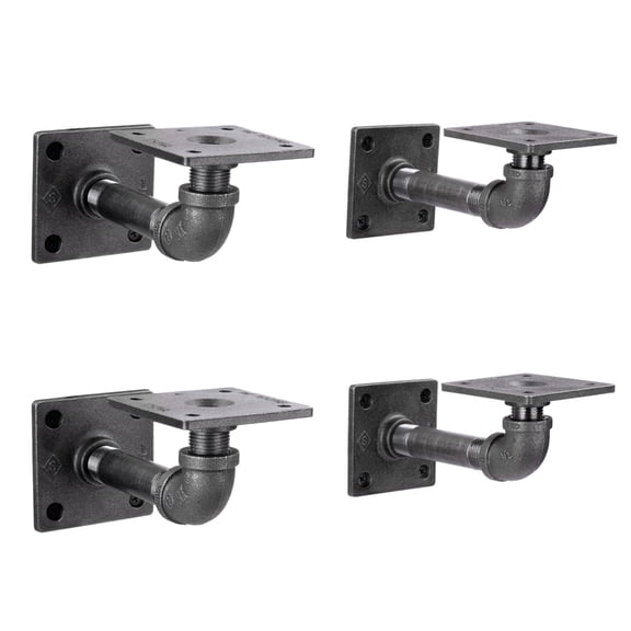 1/2 In X 4 In Square Double Flange Shelf Bracket Kit, 4 Pack