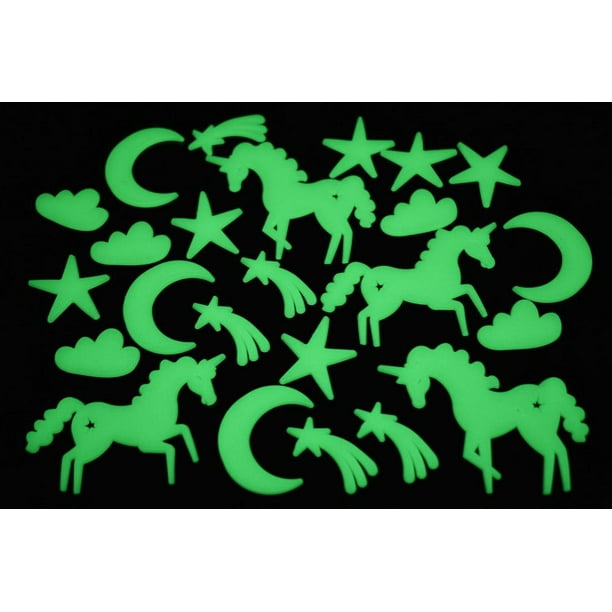 DirectGlow 24 Piece Glow in The Dark Unicorn Set Wall Decor Walmart