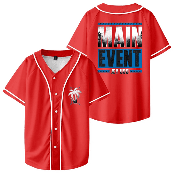 Jey Uso Main Event Baseball Shirt Fashion Jersey Unisex Short Sleeve V Neck Tops
