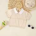 thumbnail image 5 of Gibobby Playera&nbsp;Moda de manga corta pequeños, bebés, niños y niñas, suéter con cuello vuelto, suéteres de punto de algodón con cierre de botón, Tops, camisa con bolsillos （Caqui， 6-12 Meses), 5 of 5