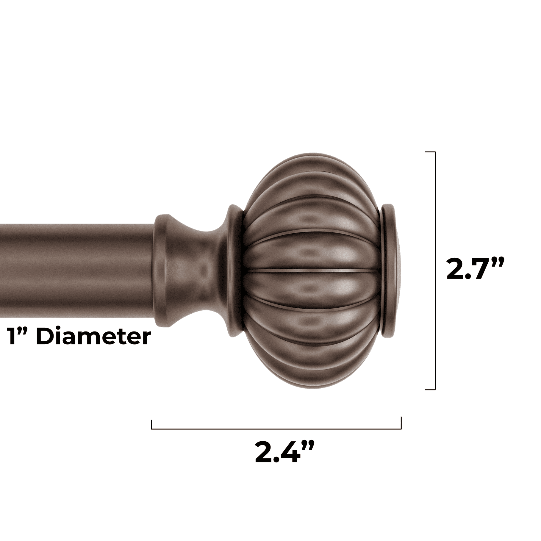 Better Homes & Gardens 1" Oil Rubbed Bronze Knob Adjustable Single Curtain Rod Set, 120"-180"