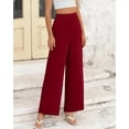 thumbnail image 2 of Pantalones de pierna ancha BTFBM para mujer, elásticos, cintura alta, color rojo vino, 2 of 9