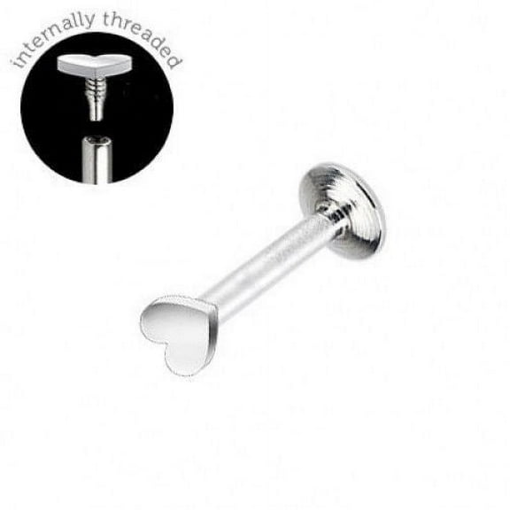 Internally Threaded Heart 16G Labret Monroe Surgical Steel