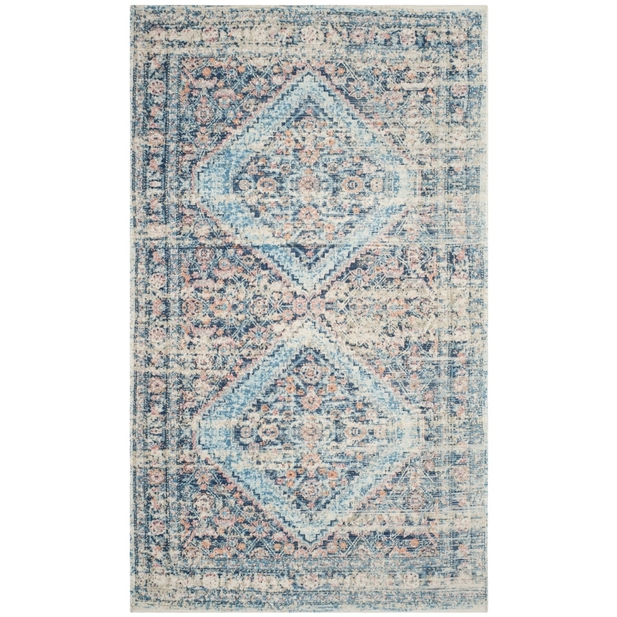 SAFAVIEH Saffron Ariana Vintage Cotton Area Rug, Blue/Turquoise, 4' x 6'