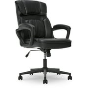 Serta Hannah Executive Office Chair, Ergonomic Computer Chair with Lumbar Support, Adjustable Seat, Pillowed Headrest, Bonded Leather, Black