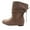 Beige, variant on Black Ladies Fashion Short Boots With Strap Detail Black Flock Soft Upper Flat Heel