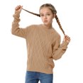 thumbnail image 2 of Girls Long Sleeve Cable Knit Sweater Crewneck Pullover Sweaters Kids Chunky Cute Fall Jumper Tops, 2 of 4
