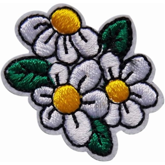 Computerized Embroidery Cloth Iron on/Sew on Patches Costume Accessories Appliques Daisy Flower White 36x35mm