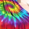 thumbnail image 3 of Colorful Rainbow Tie Dye Spiral Pattern Blanket,Comfortable Soft Flannel Throw Blanket,All Season,Warm Lightweight Blankets for Sofa Bed Couch Living Room Chair,40"x50", 3 of 4