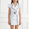 thumbnail image 2 of Miluxas Girl Bodycon Dresses,Business office Midi Cap Sleeve Button Pencil formal Outfits White 2-3Years, 2 of 7