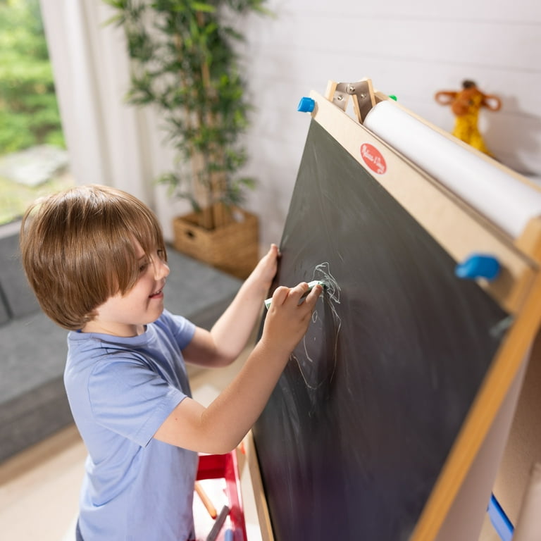 Discovery Kids 3-in-1 Tabletop Dry Erase Chalkboard Painting Art Easel,  Includes Paper Roll and Oversized Clip, 17 x 15 Inch Wood Frame, Perfect  for