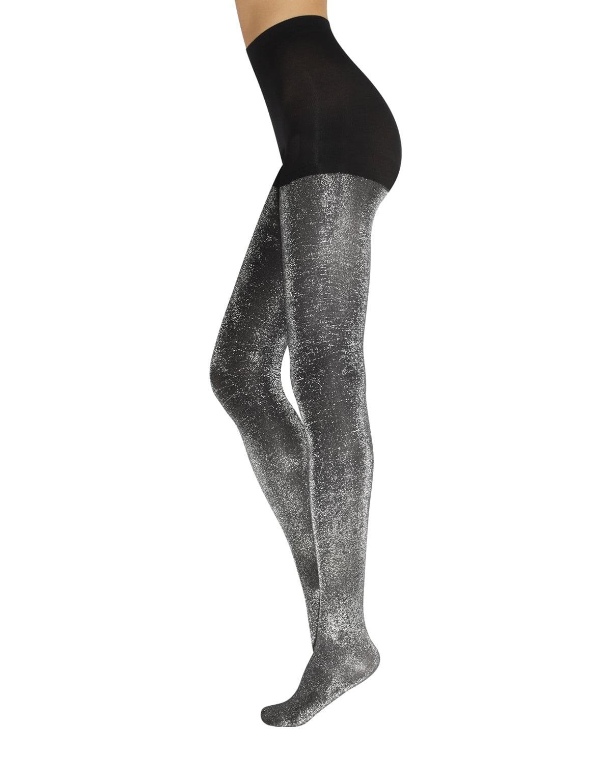 Decorated Footless Tights Black Windy City in Silver Studs for