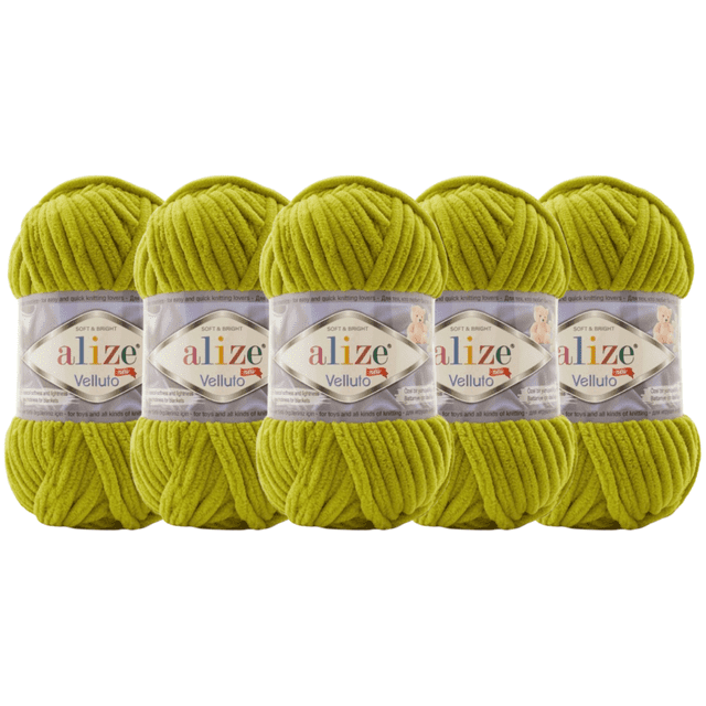 ESTAMBRE VELLUTO ALIZE TIPO CHENILLE CON 5 PZAS DE 100GRS C/U MISMO COLOR