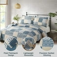 thumbnail image 3 of Beartech Bedspread Set King Size Stripe Plaid Quilt Bedding Set Leaves Floral Patchwork Quilt Lightweight Reversible Coverlet Soft Microfiber Quilt, 3 of 7