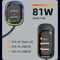 thumbnail image 2 of 66W USB C Car Charger PD Fast Car Charger with Cable Multi Port Adapter for iPhone Android 12V 24V Car SUV Truck Van, 2 of 10