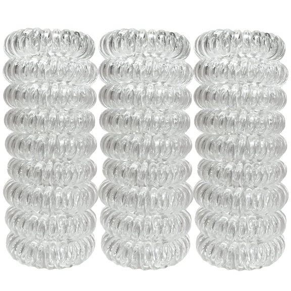 27 Pieces Spiral Coil Hair Ties: Waterproof Elastic Traceless Ponytail Holders, Colorless 1.58inch (4cm) No Crease Hair Bands
