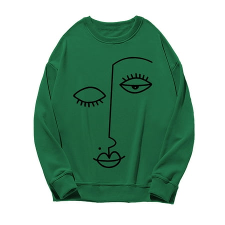 

Ichuanyi Womens Fall Tops Clearance Women s Sweatshirts Abstract Print Long Sleeve Round Neck Casual Sweatshirt