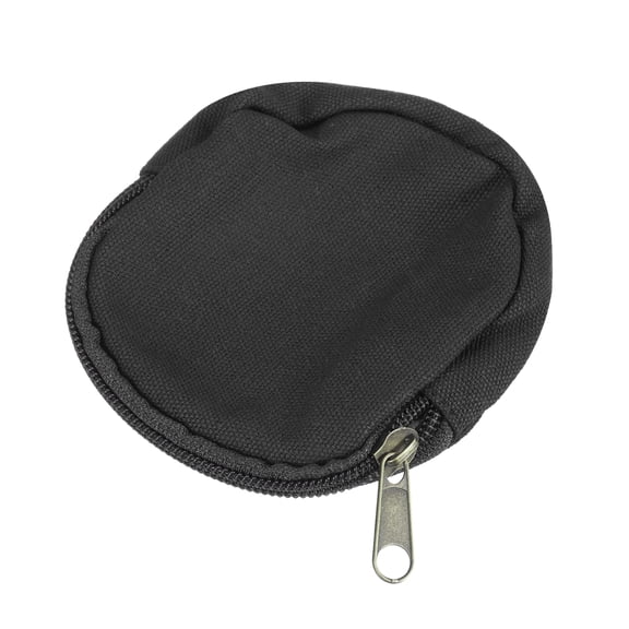Mini Canvas Coin Purse Pouch, 3.9" Blank Round Mini Coin Wallet with Zipper for Women Men Home DIY, Black