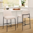 thumbnail image 2 of Bar Stools - Modern Fabric Upholstered with Back, Armless Design, Metal Legs for Kitchen Island and Dining Room Bar, 25 Inch, Set of 2,Beige, 2 of 13