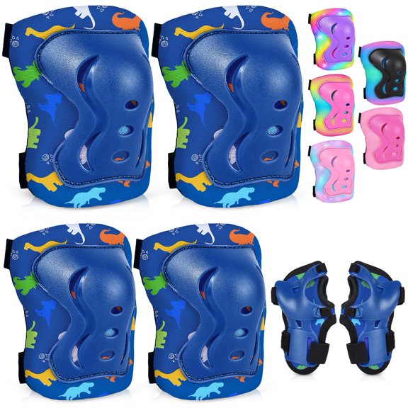 Knee Pads for Kids 3-5-8 Years Protective Gear Set Toddler Knee and Elbow Pads Wrist Guards with Drawstring Bag Adjustable Knee Pads Set Skateboard Scooter Skates