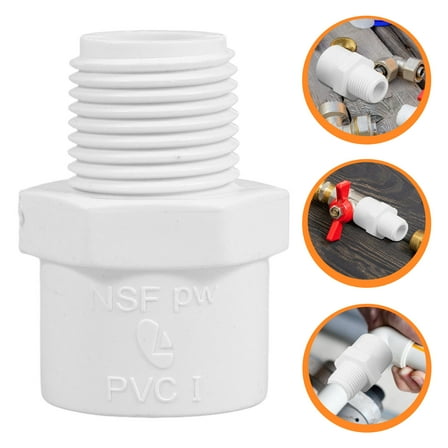 LOLIPPYY 6-Pack PVC Pipe Fittings with Male Thread and Socket, Connectors for Home and Industrial Plumbing Systems