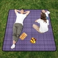 thumbnail image 5 of Purple Plaid Picnic Blanket Waterproof Beach Blankets Sandproof Large Mat with Storage Bag Camping Grass Travel Hiking Park 78"x78", 5 of 6