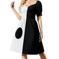 thumbnail image 4 of Vestido blanco y negro de diseño moderno con mangas cortas y círculos, vestido de noche de verano para mujer, 4 of 8