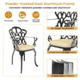 thumbnail image 2 of Hzzkey 3-Piece Cast Aluminum Outdoor Dining Set, Round Table, Beige Cushions, Umbrella Hole for Patio/Garden Use, 2 of 10