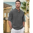 thumbnail image 3 of sogami Men's Cotton Linen Henley Shirts Long Sleeve Casual Button Down Shirt Roll-up, 3 of 6