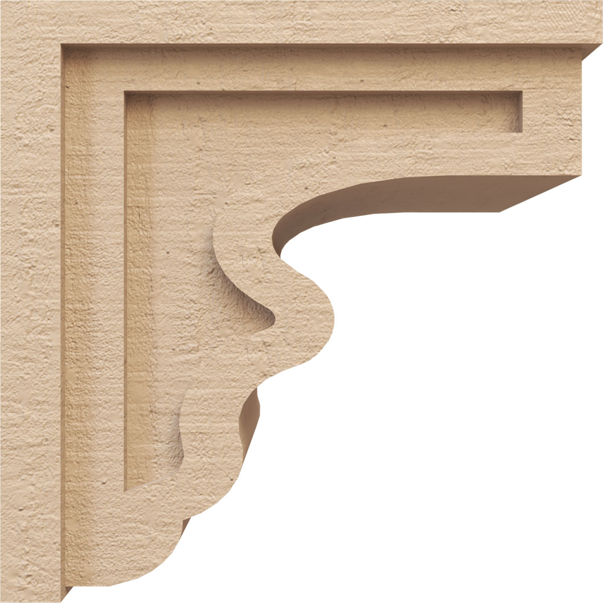 12"W x 12"D x 12"H Wide Highland Rough Cedar Woodgrain TimberThane Corbel, Primed Tan