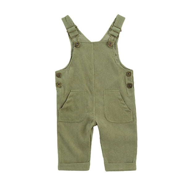 Izhansean Toddler Baby Boy Girl Corduroy Bib Overalls Suspender Pants Solid Jumpsuit With Pocket Outfits Green 0 6 Months Walmart Com