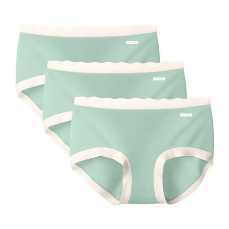 Xdegoge Clearance Womens Clothing 3 Pack Underwear for Cotton Black Ladies Lingerie Control Size 16 Cute Undies Ropa Interior Mujer Algodon Encaje  Fashion Clearance Green L