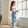thumbnail image 7 of Graphic Tee Shirt + Pants For Kid Toddler Girl Clothes Summer Short Sleeve Tops Summer Outfits Set Blue 3-4 Years, 7 of 7