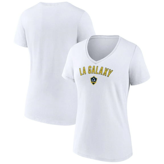 Women's White LA Galaxy Victory Arch Logo V-Neck T-Shirt