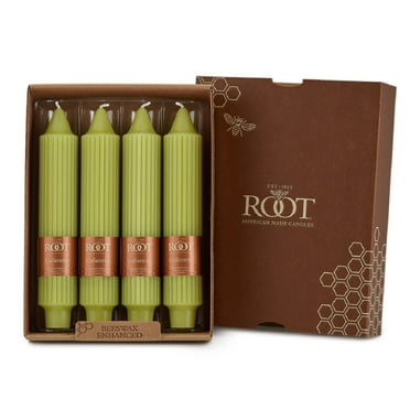 ROOT Unscented Grecian Collenettes Taper Candles, 7-Inch Tall, Box of 4, Willow