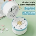 thumbnail image 2 of WJCA Precision Quarter Pill Cutter, Divides Tablets into Four Equal Parts for Vitamins, with Stainless Steel Blade, Blue, 2 of 7