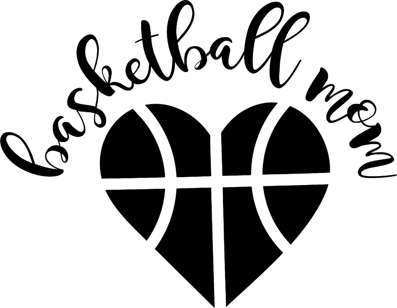 Basketball Mom Heart Shaped Ball Sports Love Game Parent Wall Decals